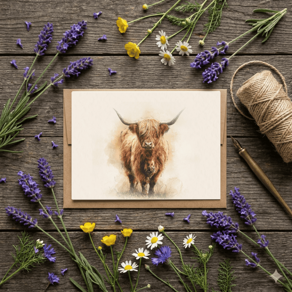 The Highland Cow – Luxury Greeting Card - Willow and Wag