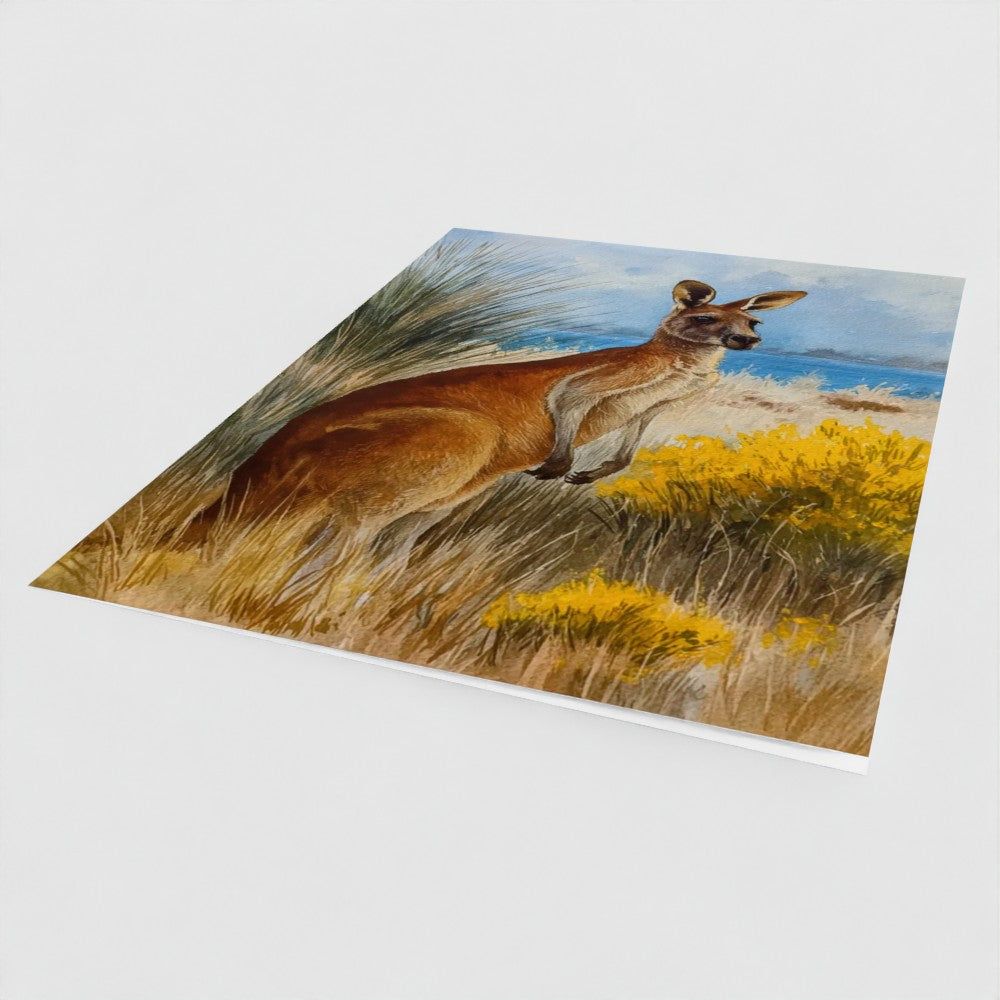 Eastern Grey Kangaroo Native Wildlife Greeting Card – Luxury Blank Stationery