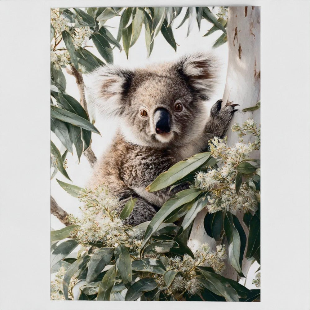 Koala & Flowering Gum Native Wildlife Greeting Card – Luxury Blank Stationery