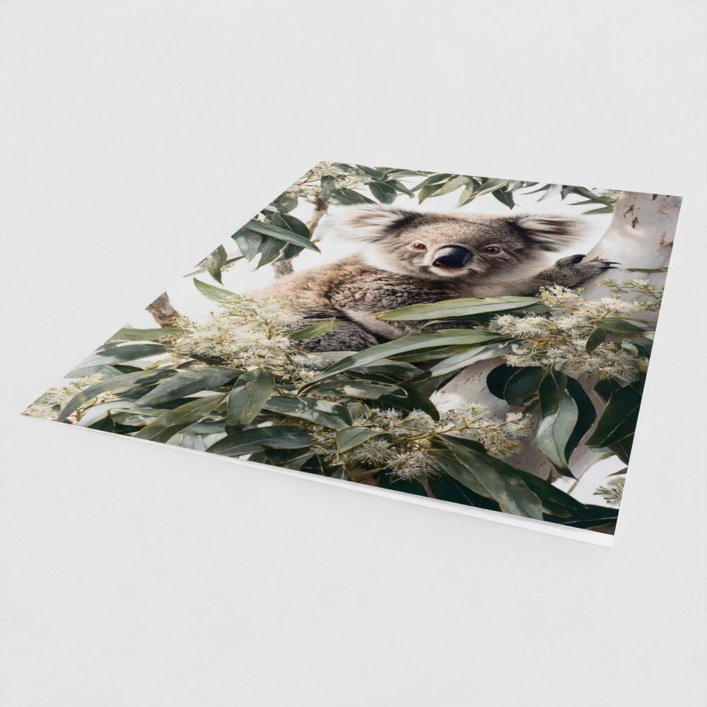 Koala & Flowering Gum Native Wildlife Greeting Card – Luxury Blank Stationery