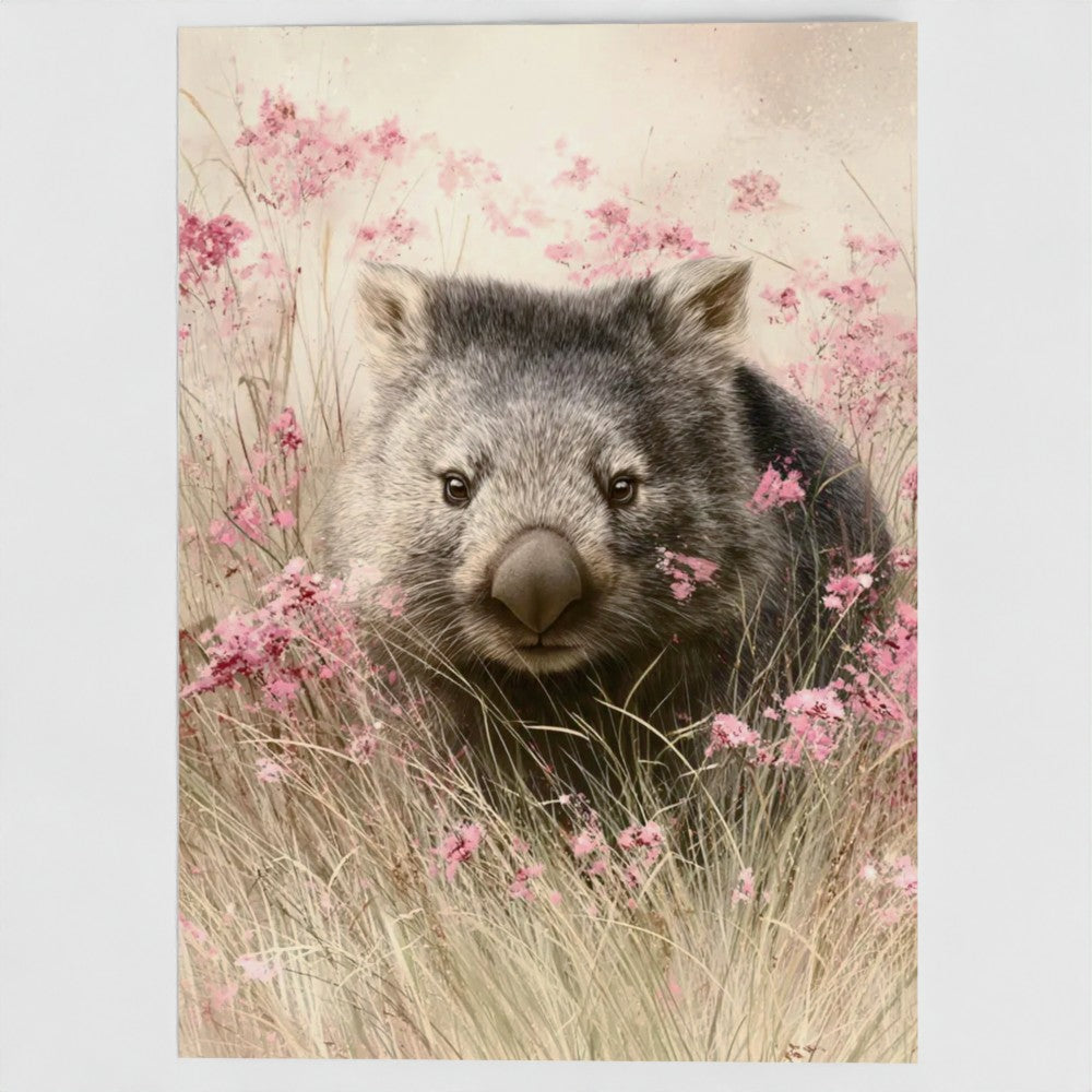 Wombat & Wild Heath Native Wildlife Greeting Card – Luxury Blank Stationery