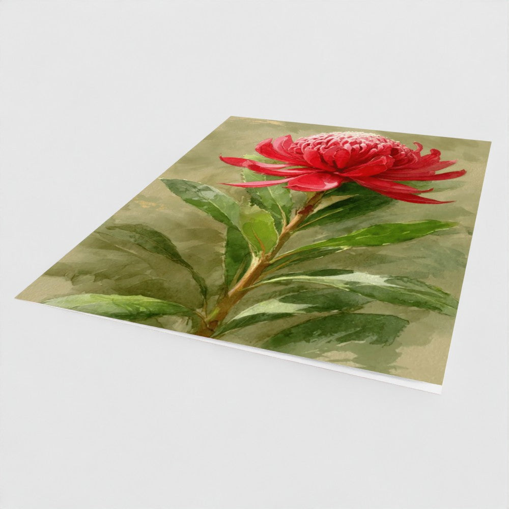 Waratah Native Botanical Greeting Card – Luxury Blank Stationery