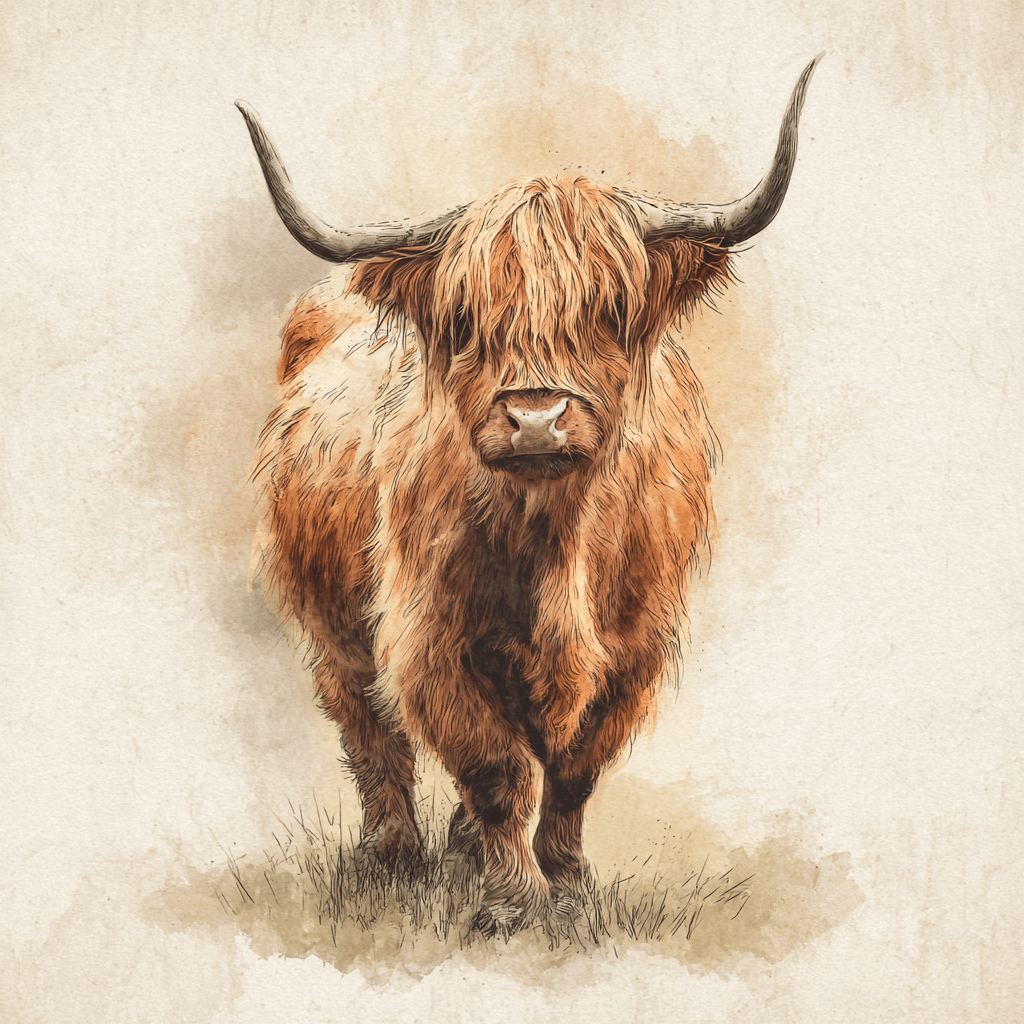 The Highland Cow – Luxury Greeting Card - Willow and Wag